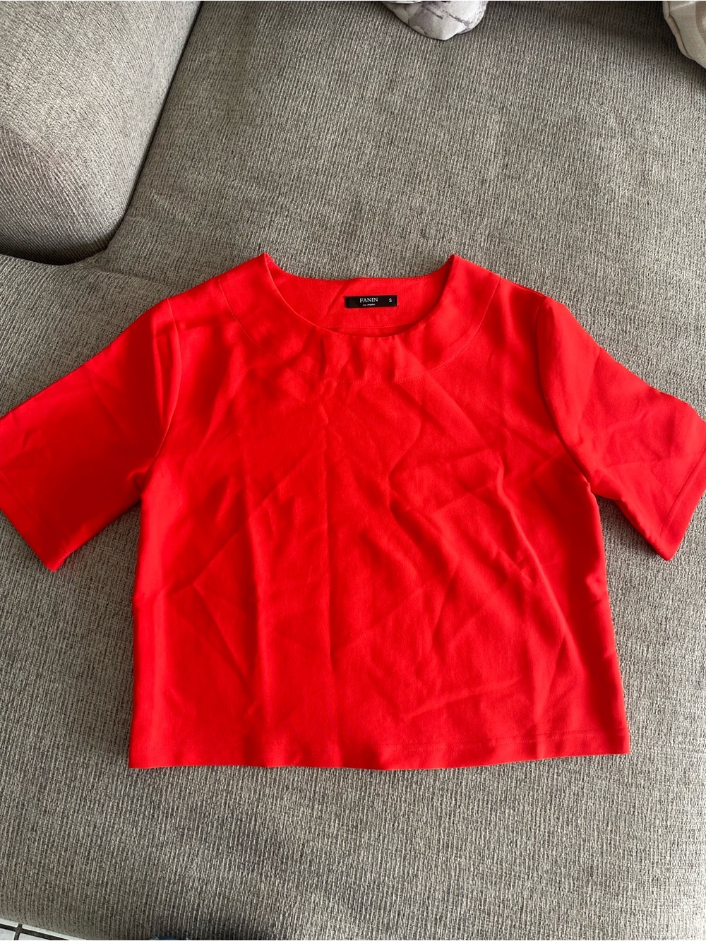 Zane Bright Red Cropped Crewneck Top